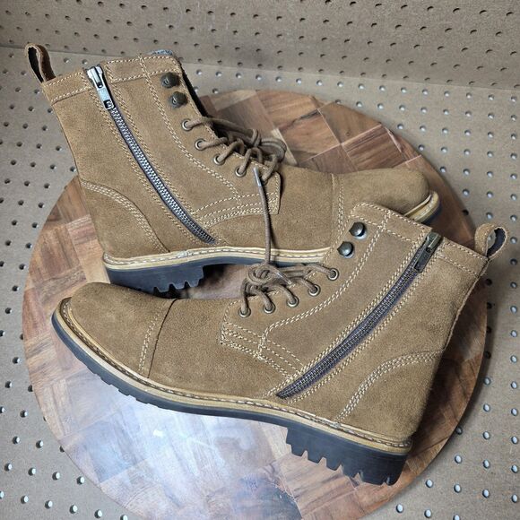 Frye Russell Mens Side Zip Lace Up Tan Leather Suede Boots Size-8.5 FR41606 NWOB main image 4